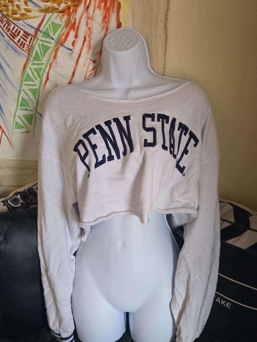 Penn State White Cropped Crewneck Sweatshirt
